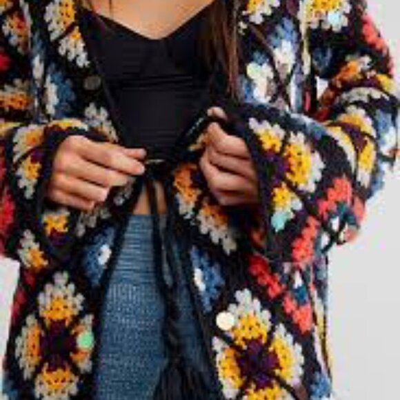 🔥NWOT! UNICORN! RARE! Granny Squares Party Cardi Duster Full Length Cardigan! - Picture 6 of 16